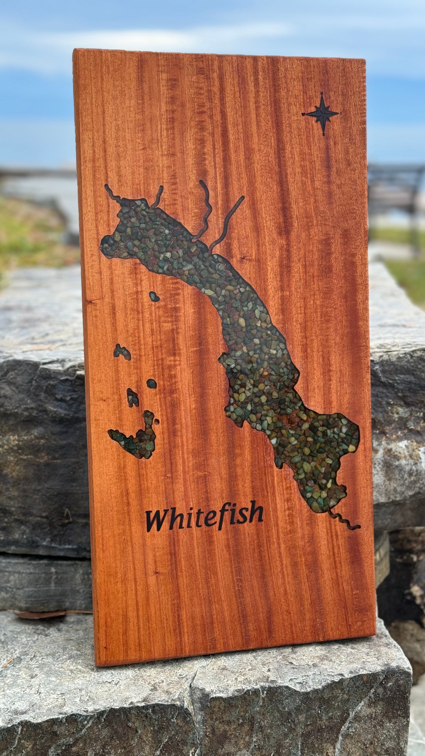 Whitefish Lake Serving Board with table top epoxy