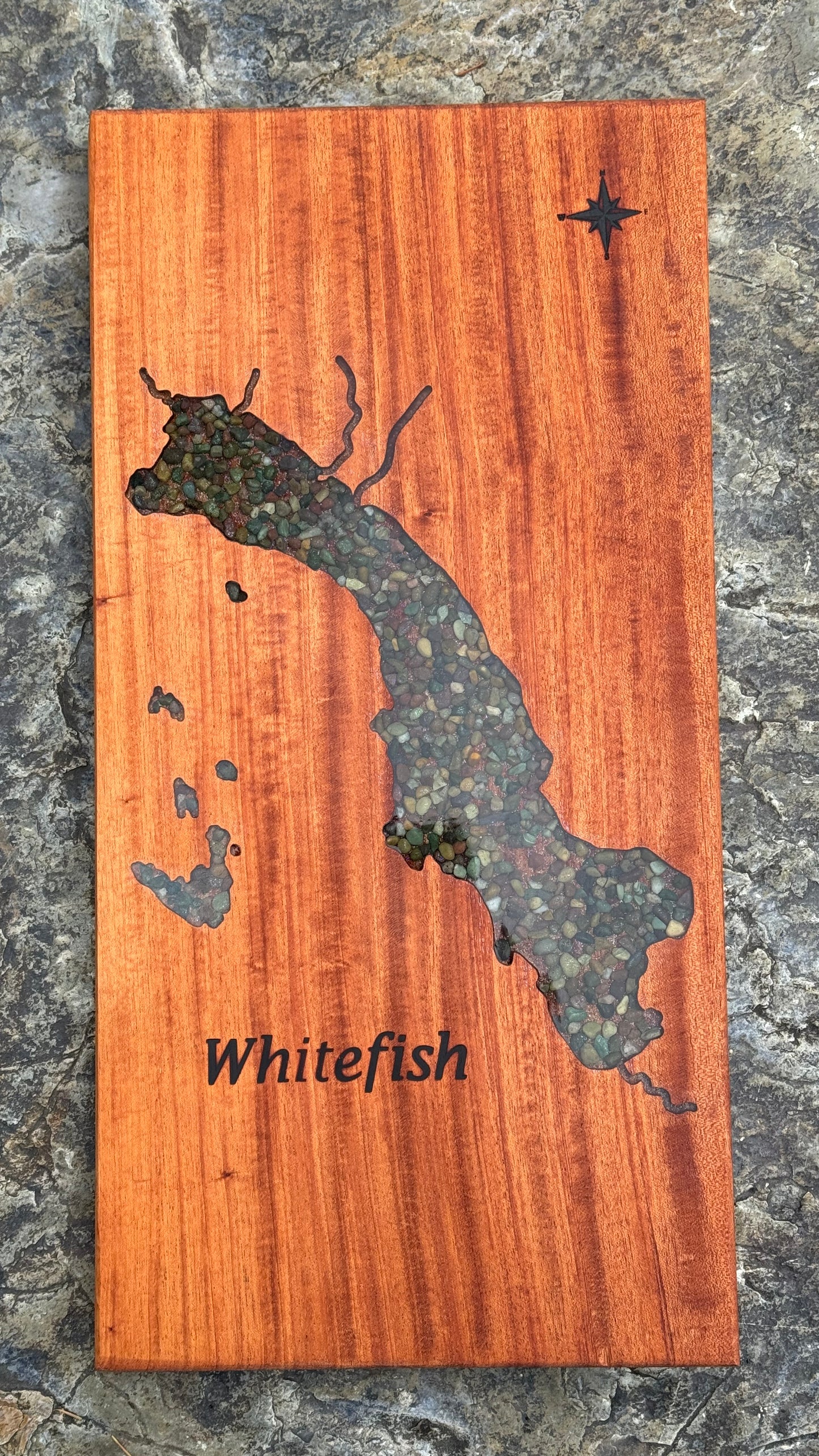 Whitefish Lake Serving Board with table top epoxy