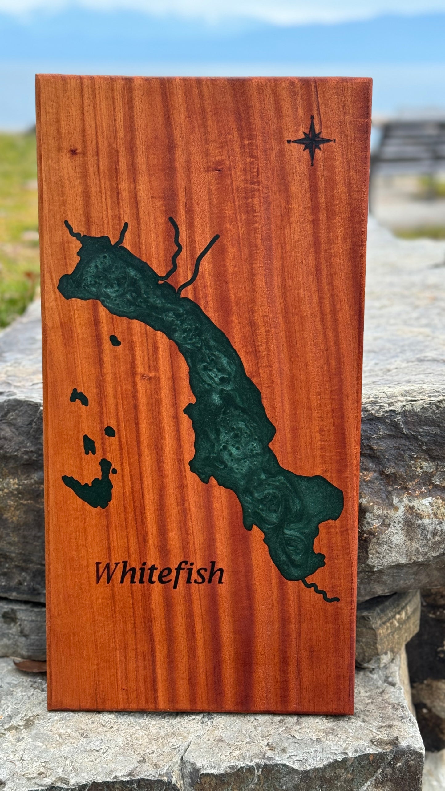 Whitefish Lake Serving Board with Deep Green