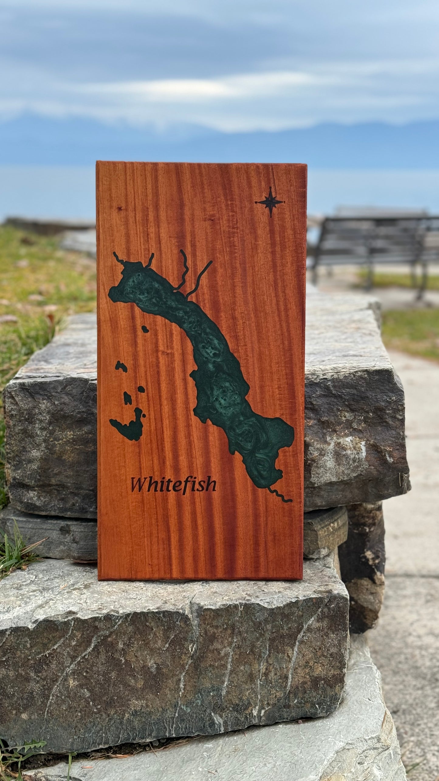 Whitefish Lake Serving Board with Deep Green