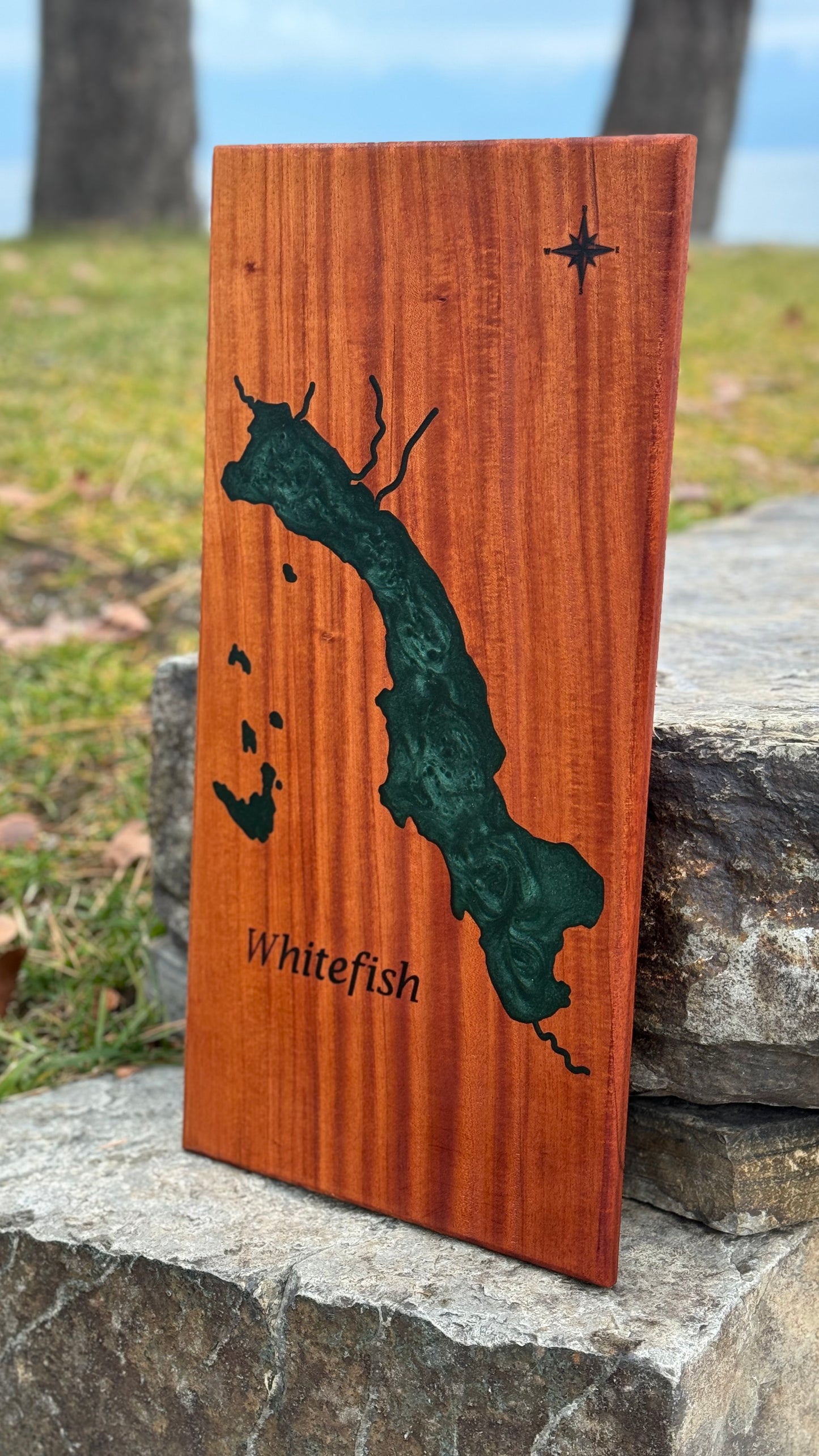 Whitefish Lake Serving Board with Deep Green