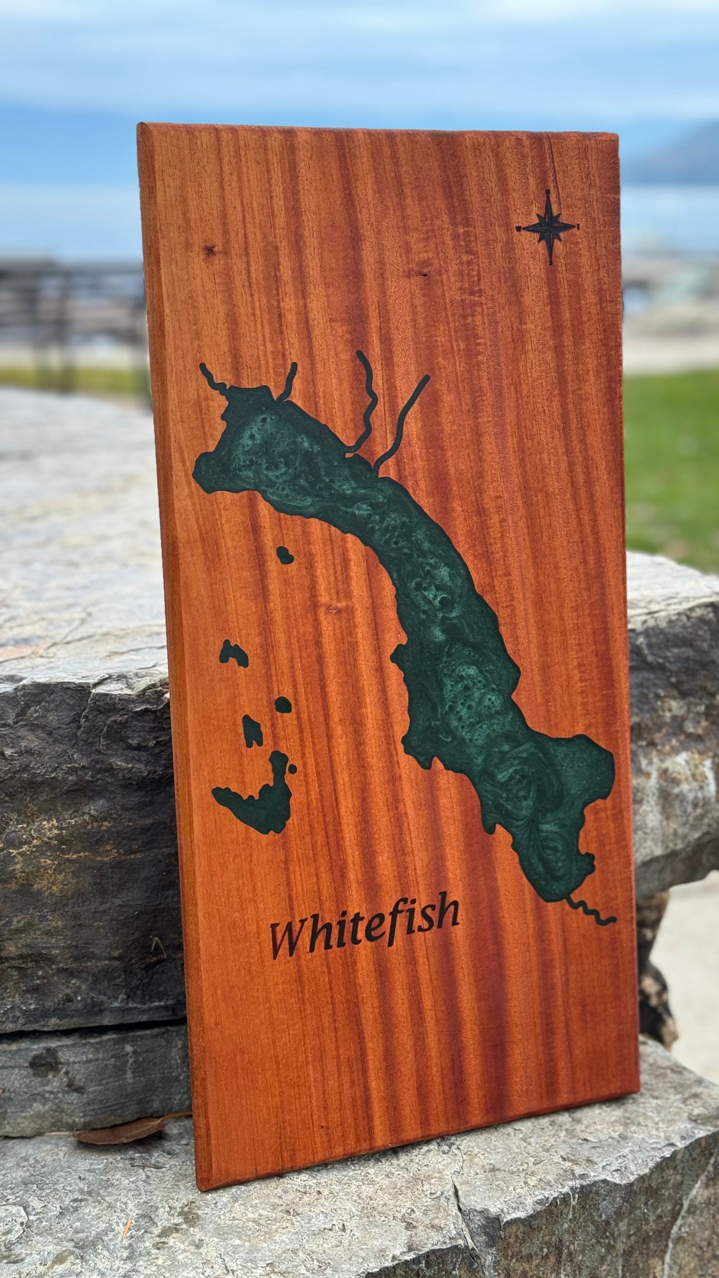 Whitefish Lake Serving Board with Deep Green