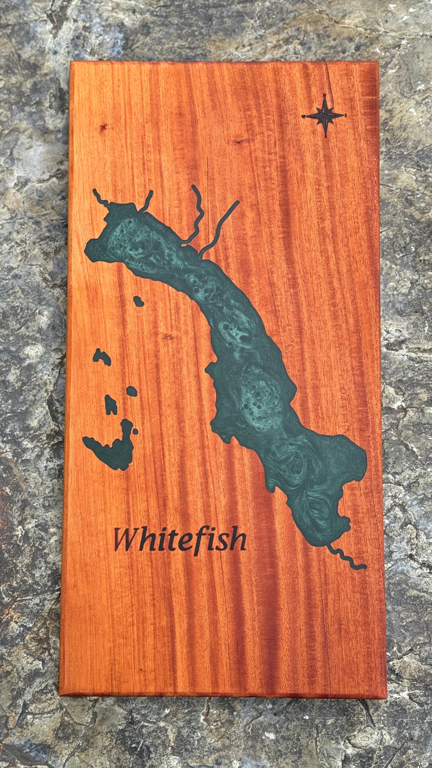 Whitefish Lake Serving Board with Deep Green