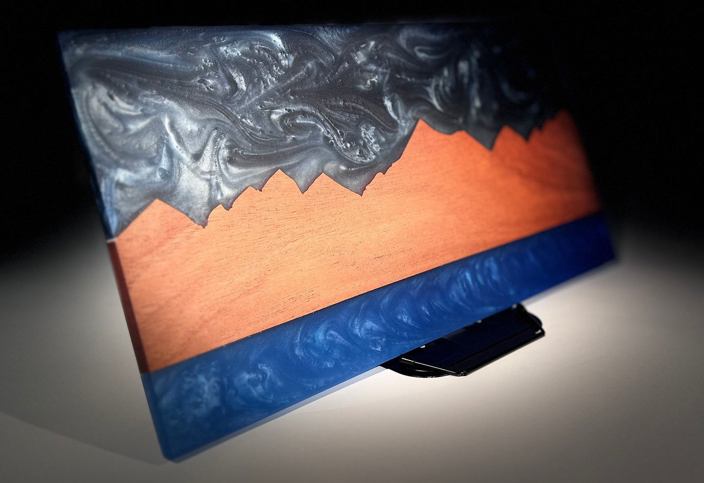 Beautiful Whitefish Mountain Swirl Blue Resin Serving board