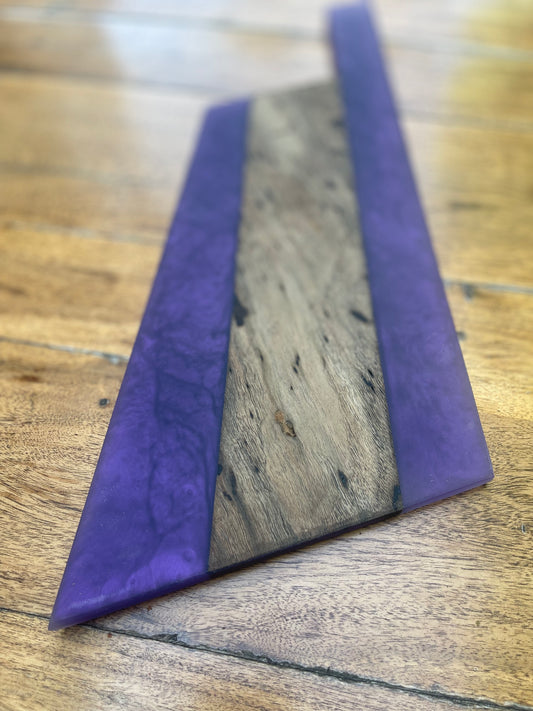 Walnut with Purple Resin Tomahawk Serving board