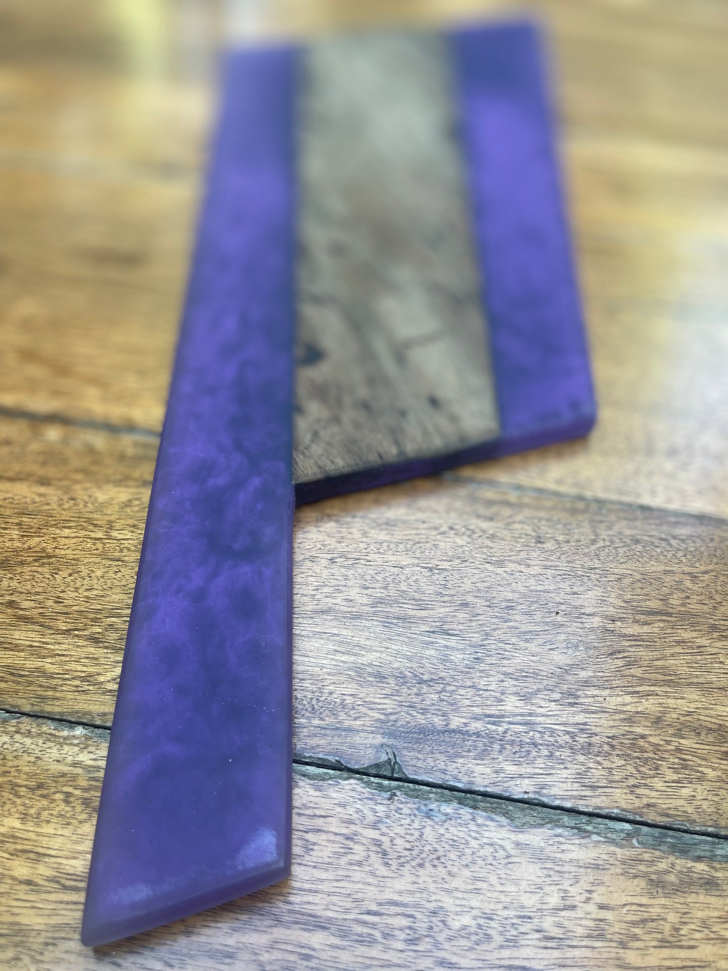 Walnut with Purple Resin Tomahawk Serving board