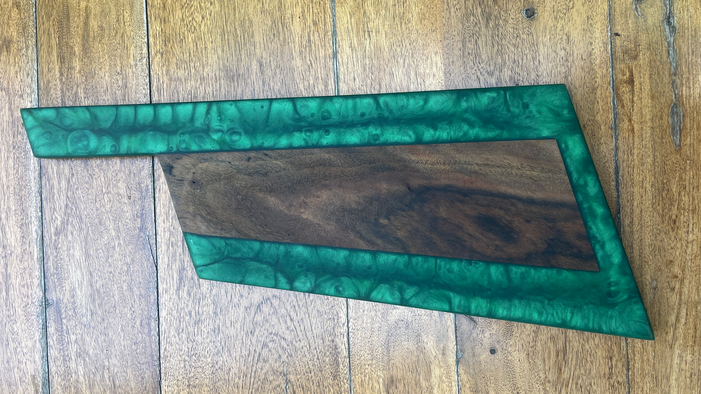 Walnut Tomahawk with Green Resin Serving board