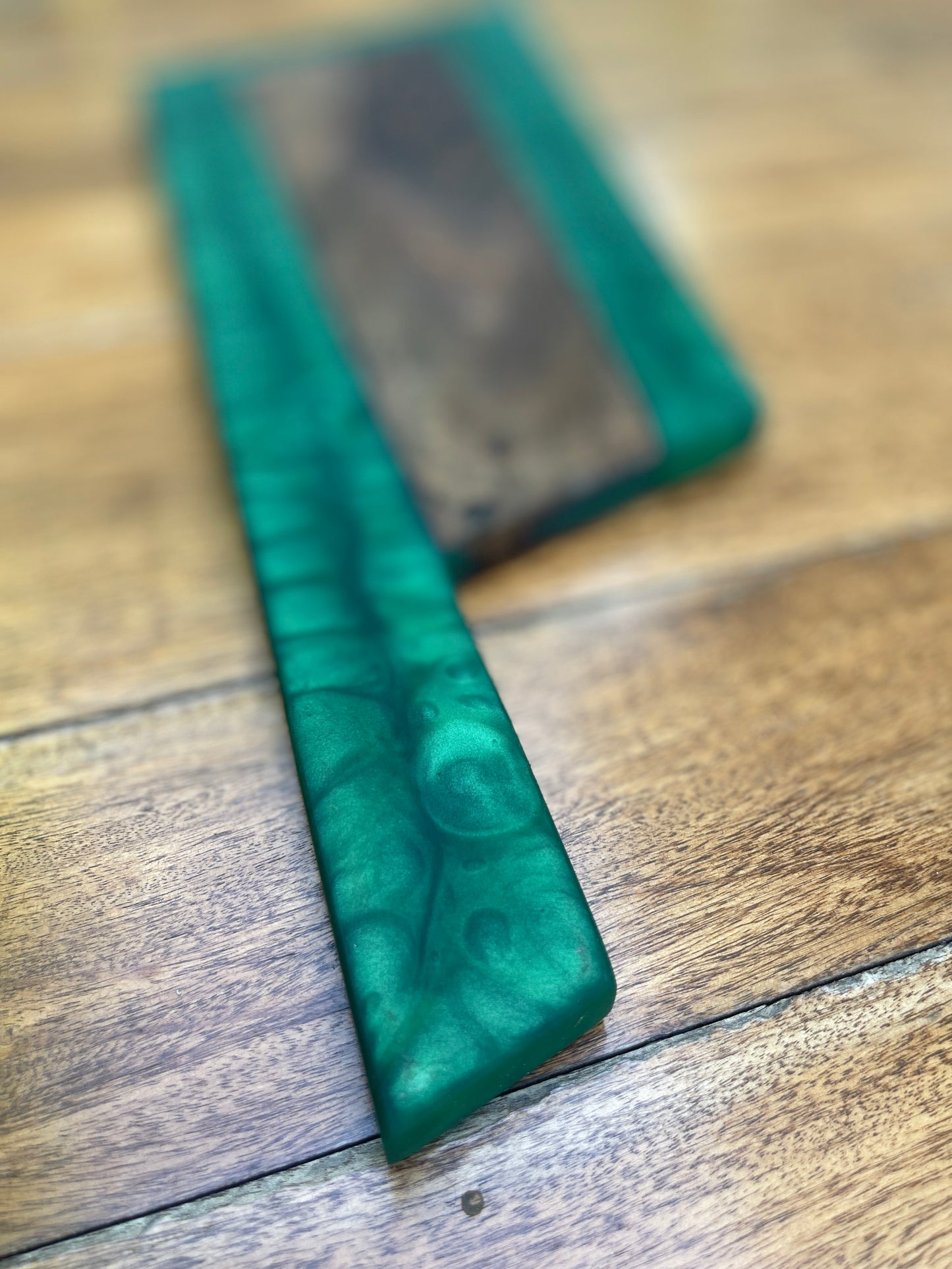 Walnut Tomahawk with Green Resin Serving board