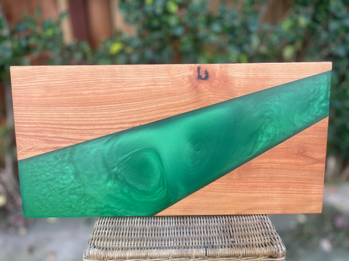 Walnut with Sea Green Resin Serving board