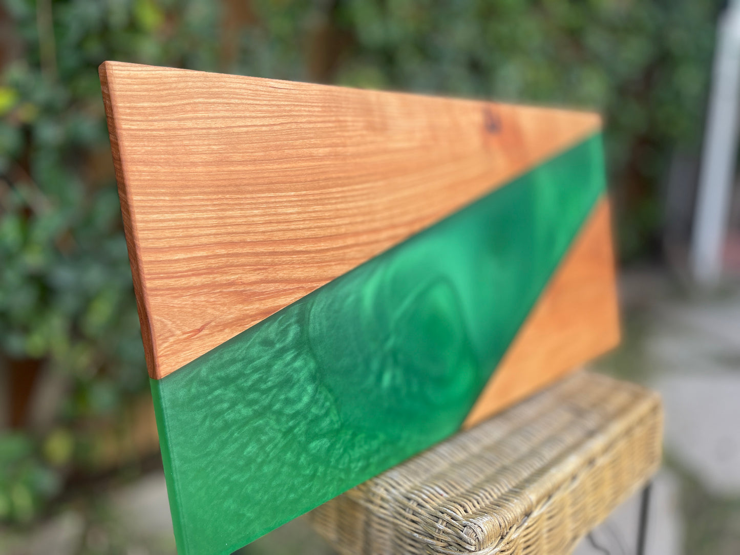 Walnut with Sea Green Resin Serving board