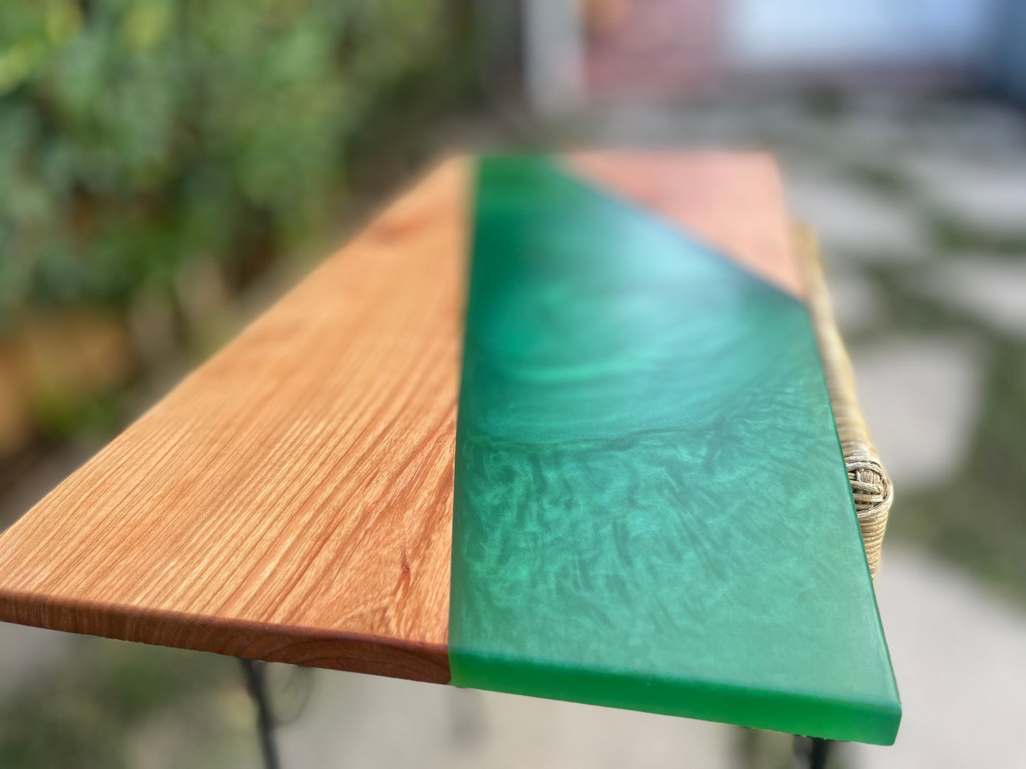 Walnut with Sea Green Resin Serving board