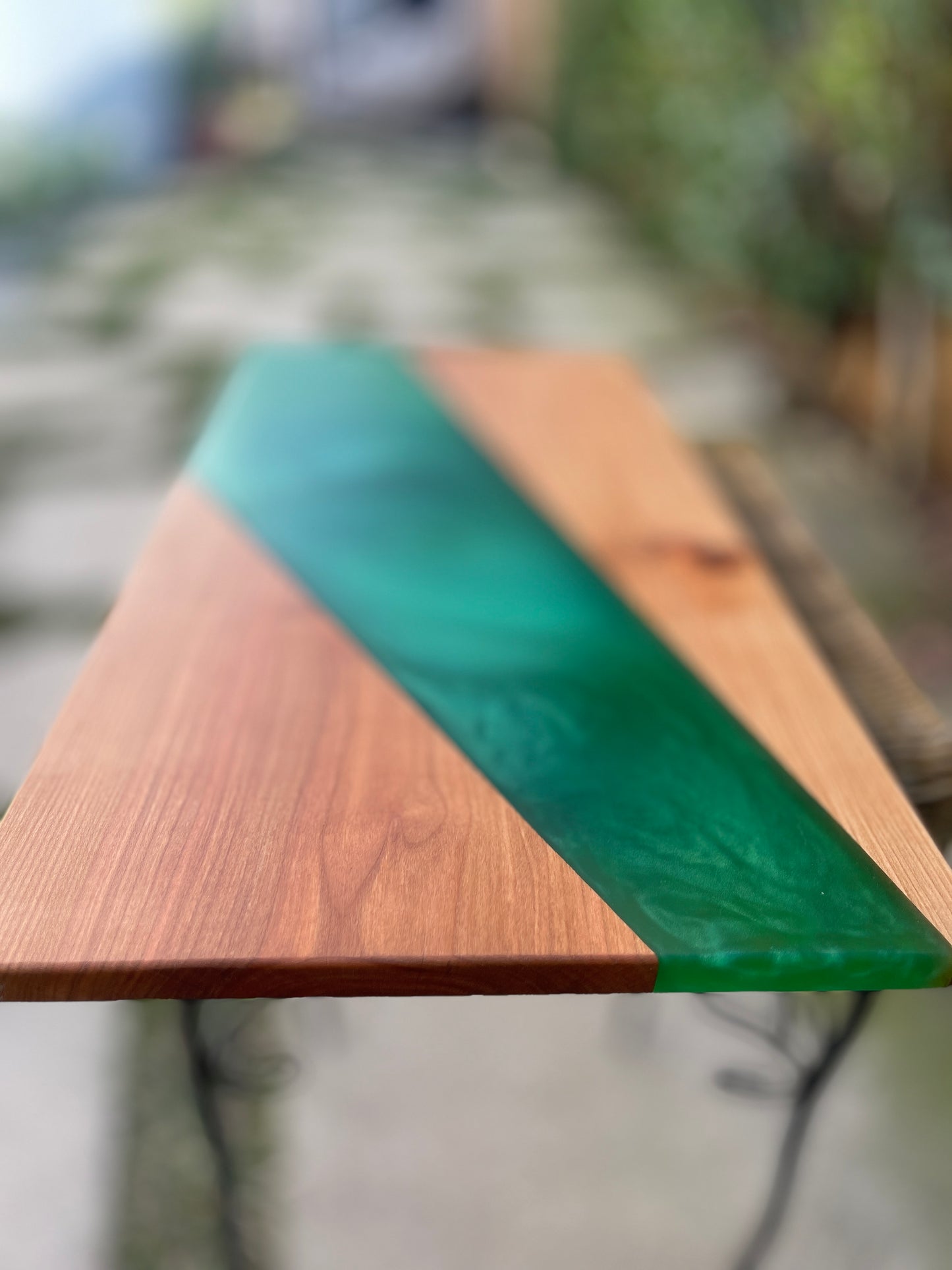 Walnut with Sea Green Resin Serving board