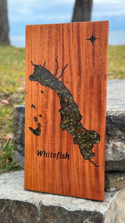 Whitefish Lake Serving Board with table top epoxy