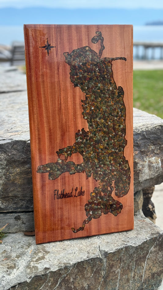 FLATHEAD LAKE Serving Board with table top epoxy