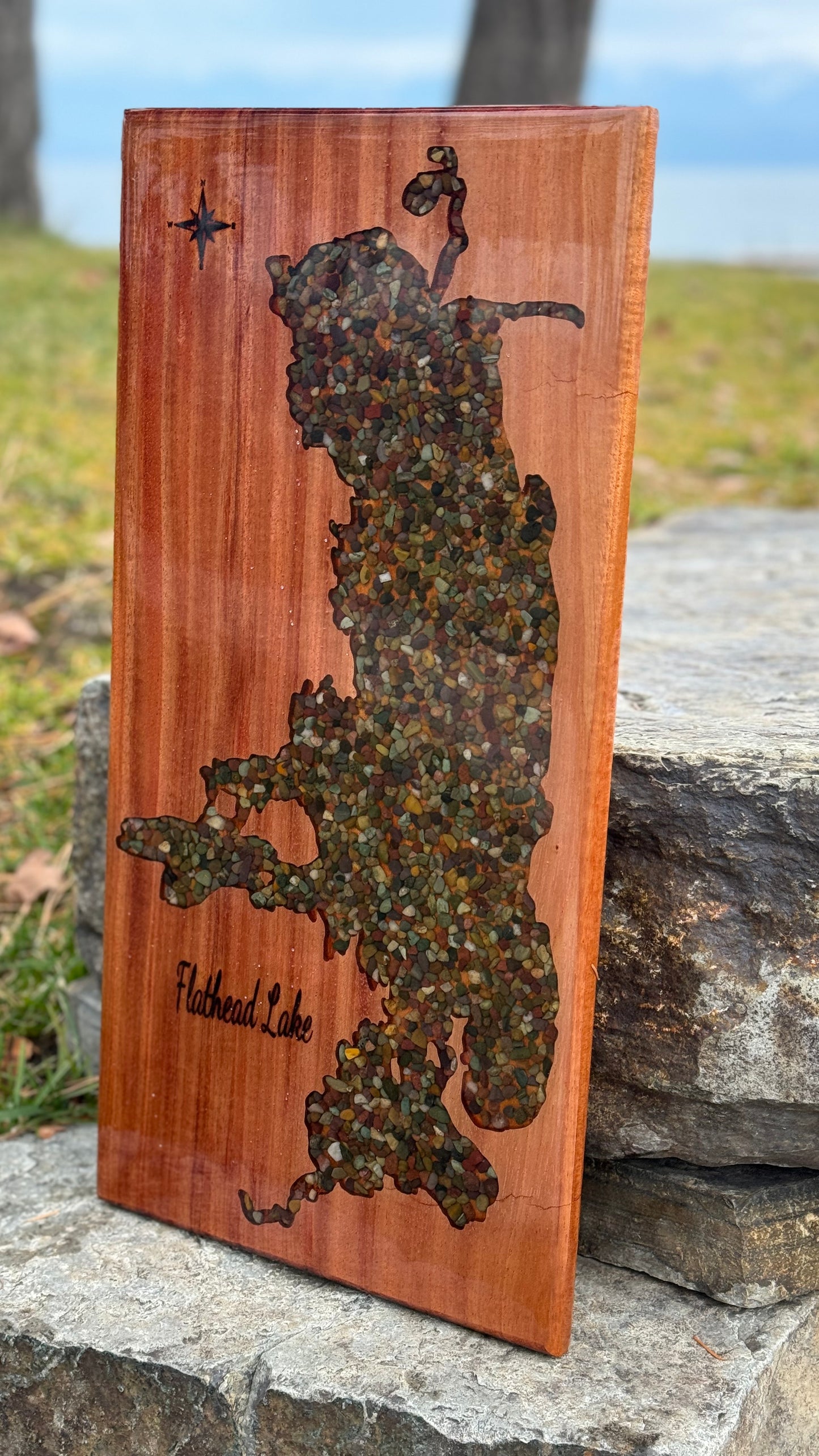 FLATHEAD LAKE Serving Board with table top epoxy