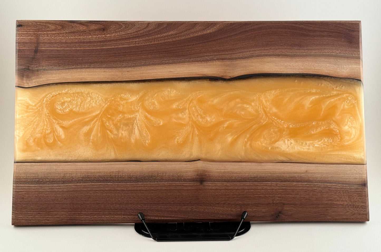 Black Walnut with Gold Swirl Resin Serving Board