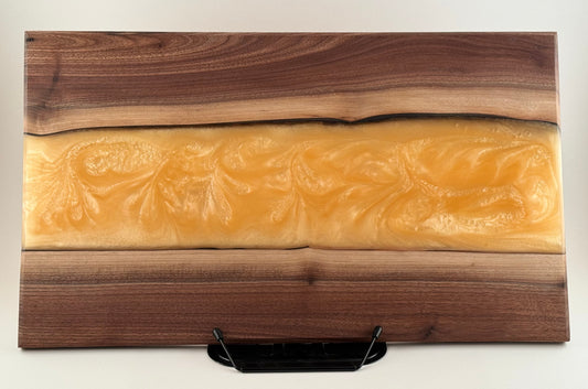 Black Walnut with Gold Swirl Resin Serving Board