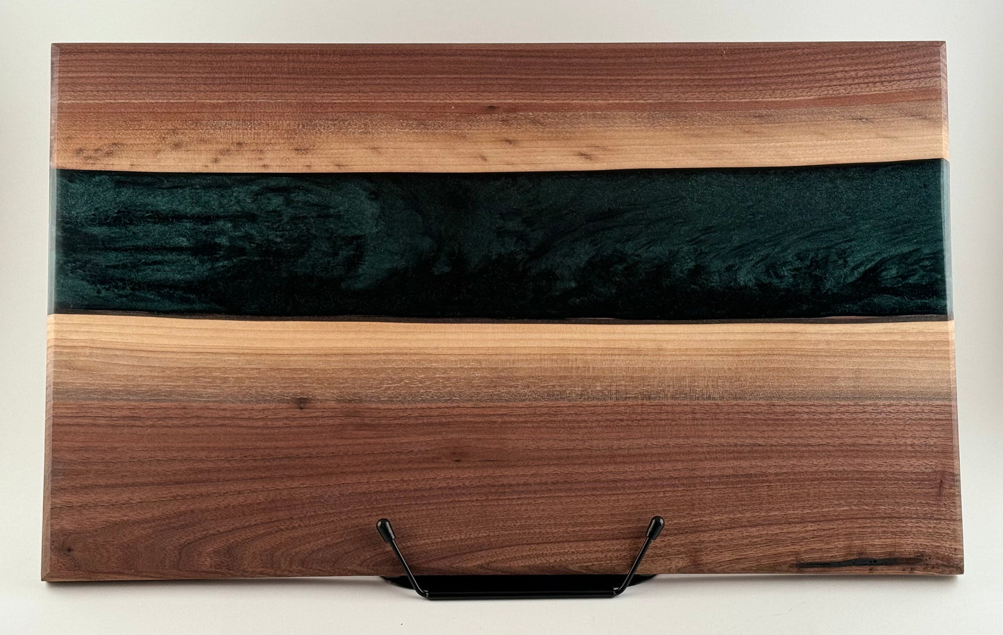 Black Walnut with Dark Green Swirl Resin Serving Board