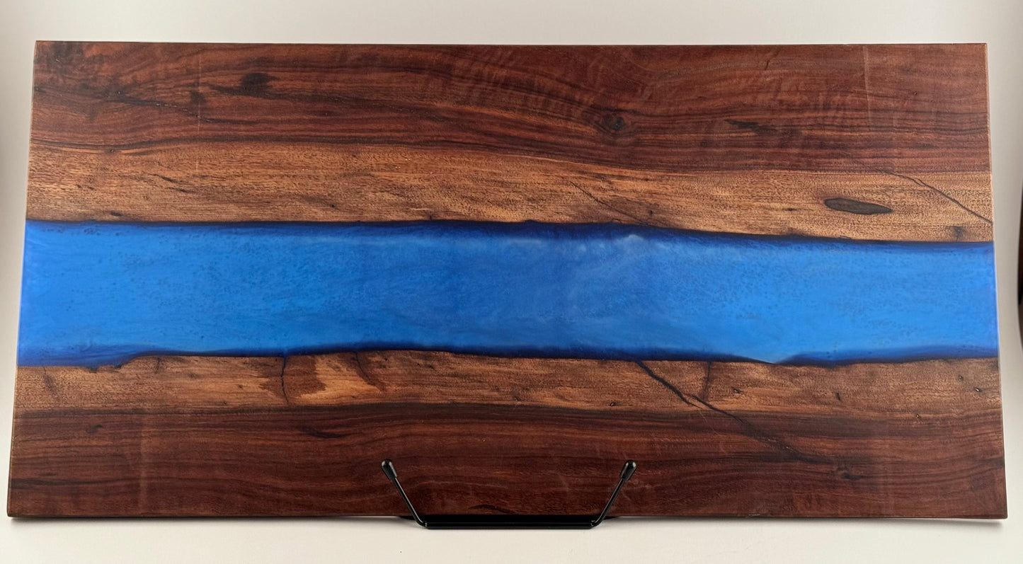 Black Walnut with Blue Swirl Resin Serving Board