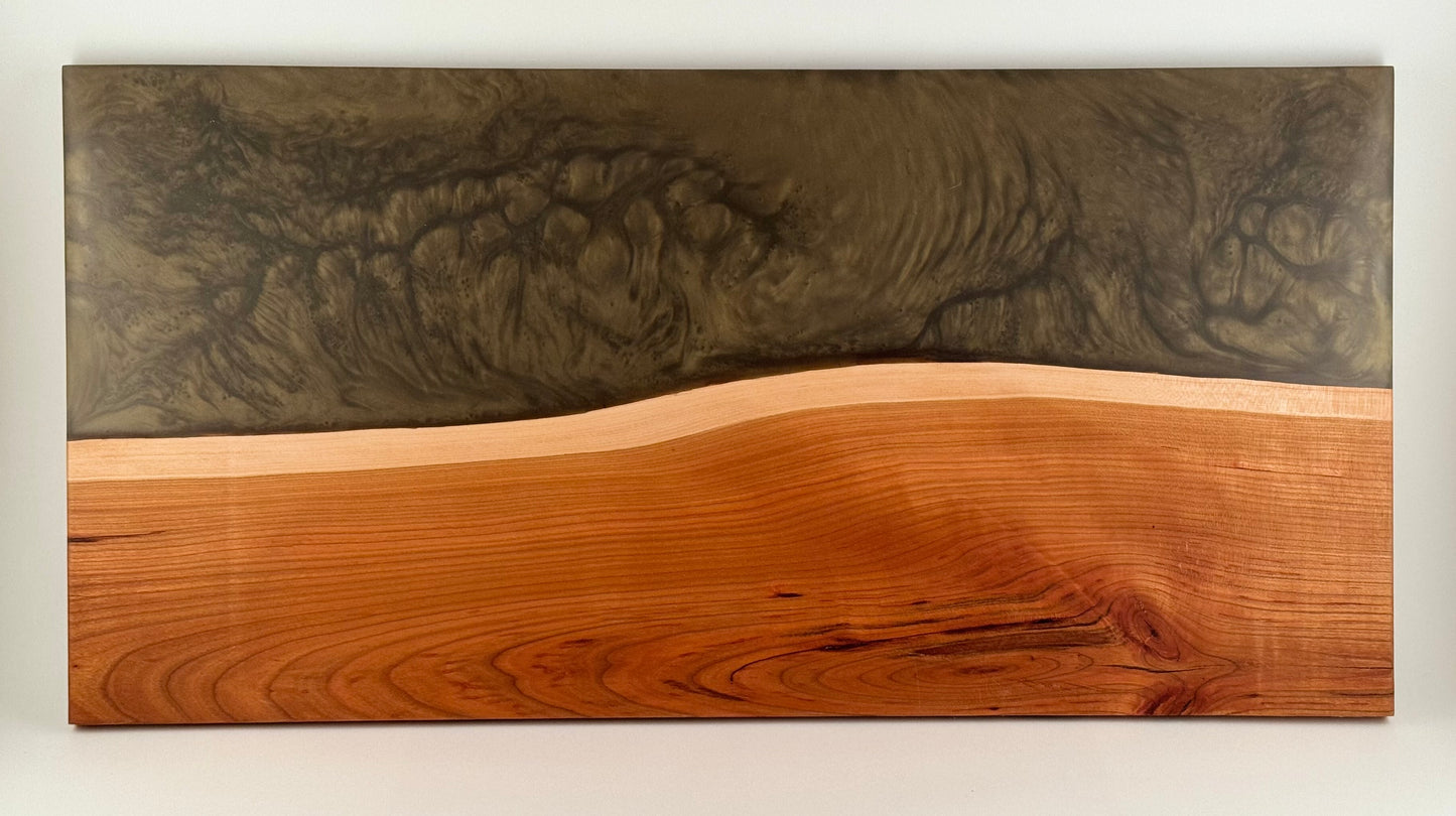 Walnut with Amber Grey Swirl Resin Serving board