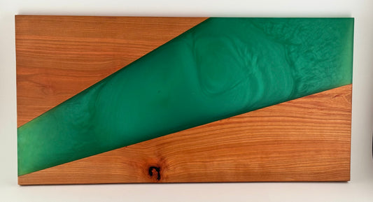 Walnut with Sea Green Resin Serving board