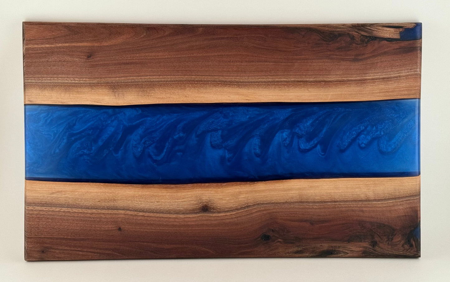 Black Walnut with Sea Blue Resin Serving board