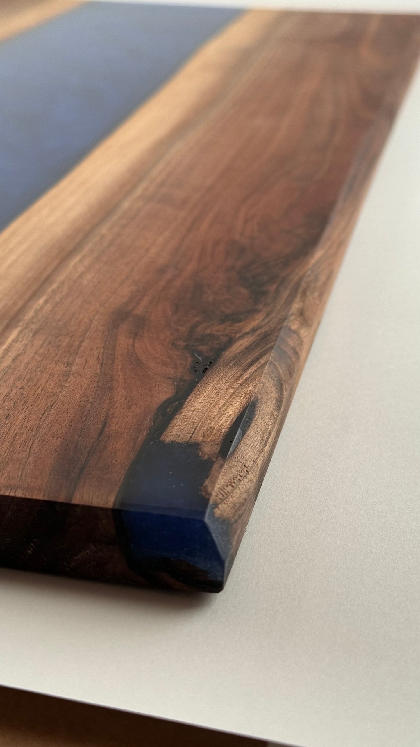 Black Walnut with Blue Swirl Resin Serving Board