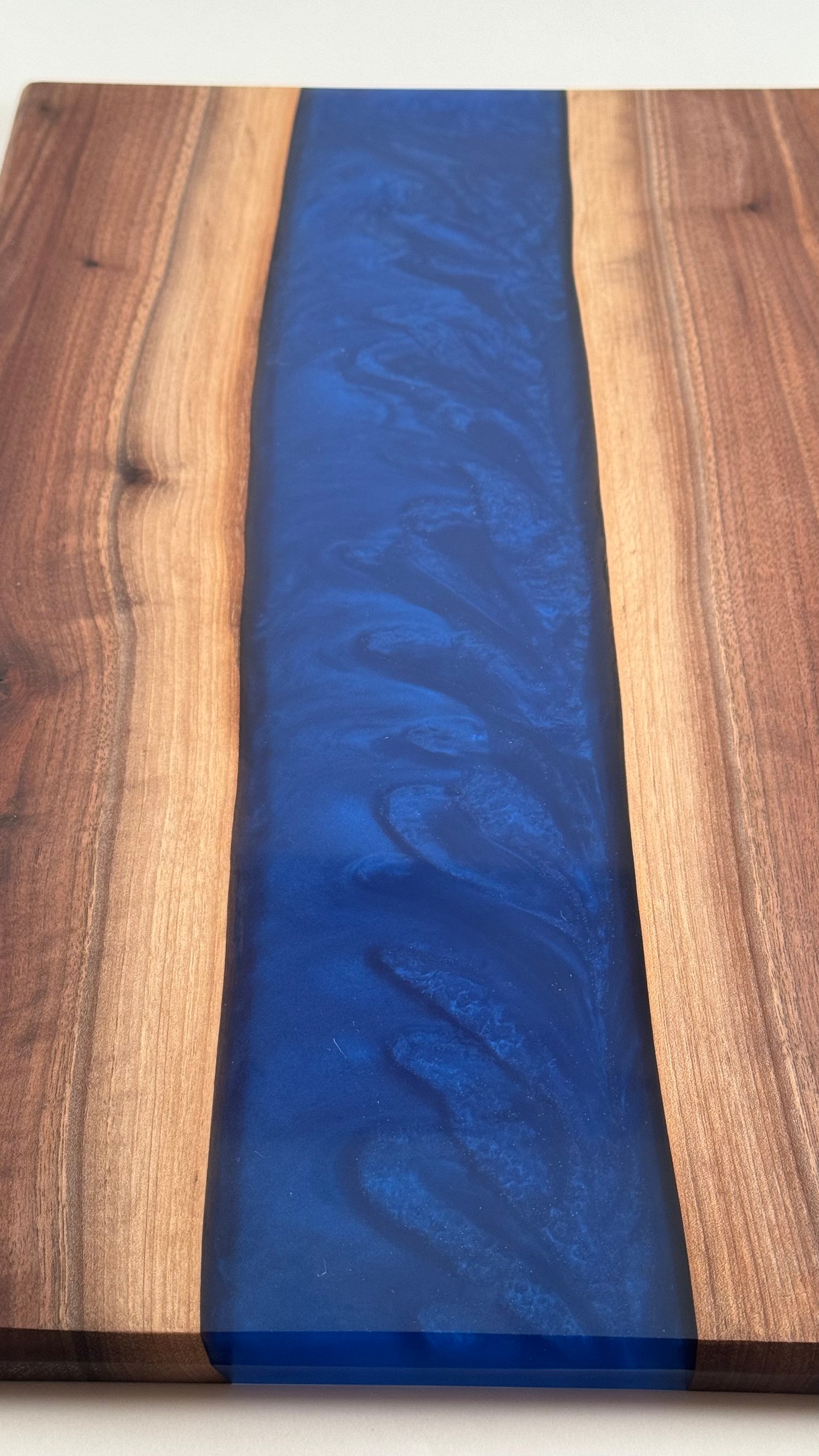 Black Walnut with Sea Blue Resin Serving board