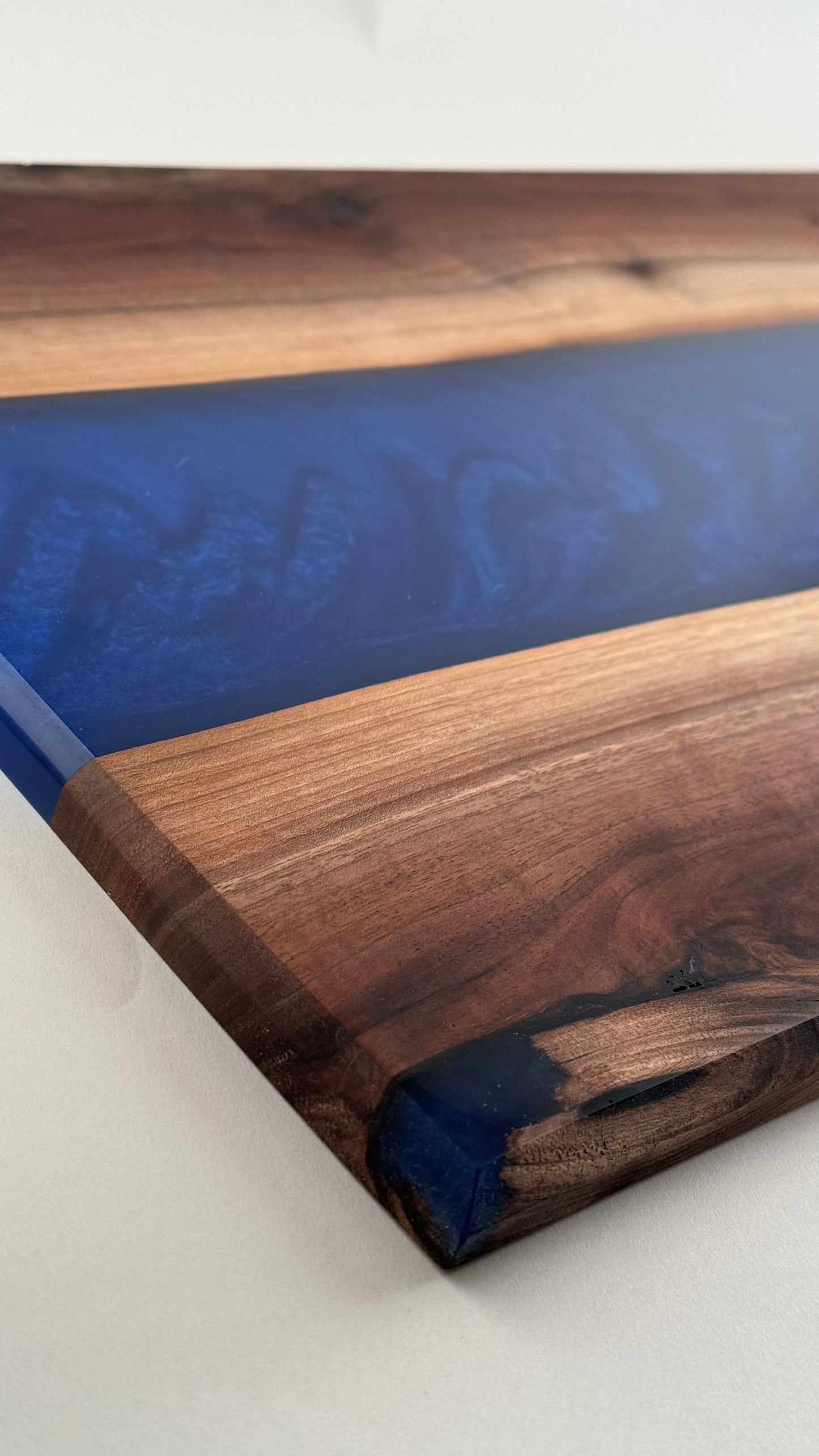 Black Walnut with Blue Swirl Resin Serving Board