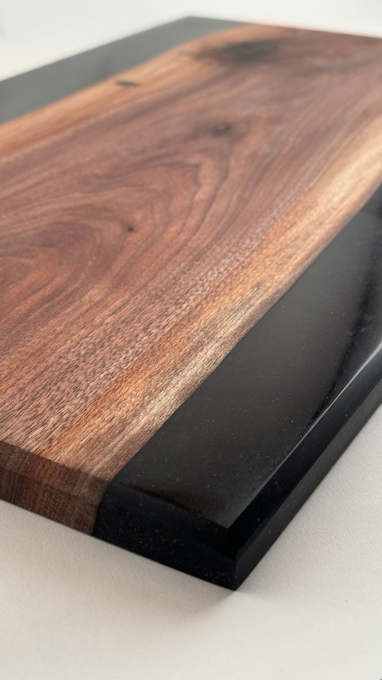 Walnut with Black Swirl Resin Serving Board