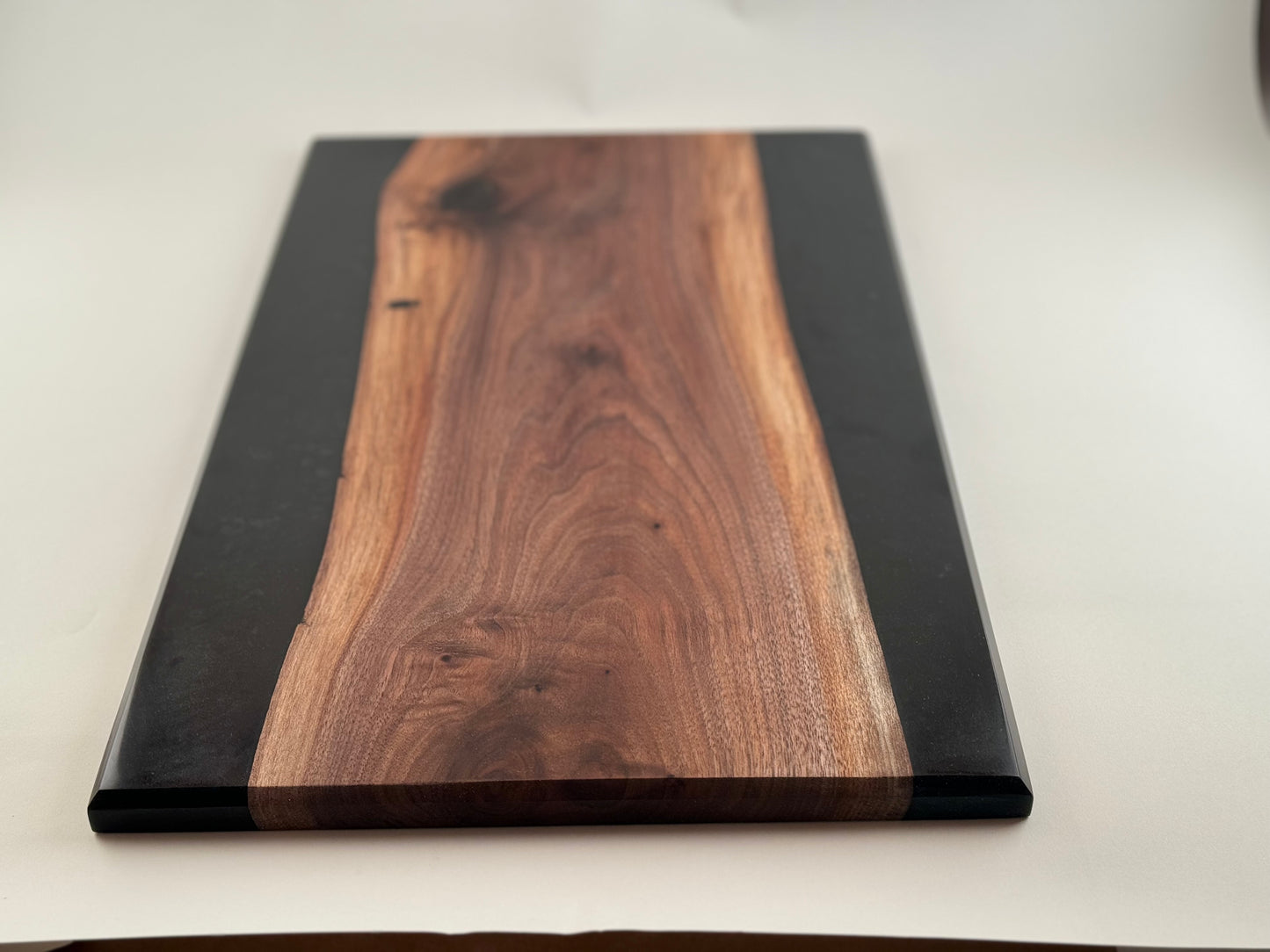 Walnut with Black Swirl Resin Serving Board