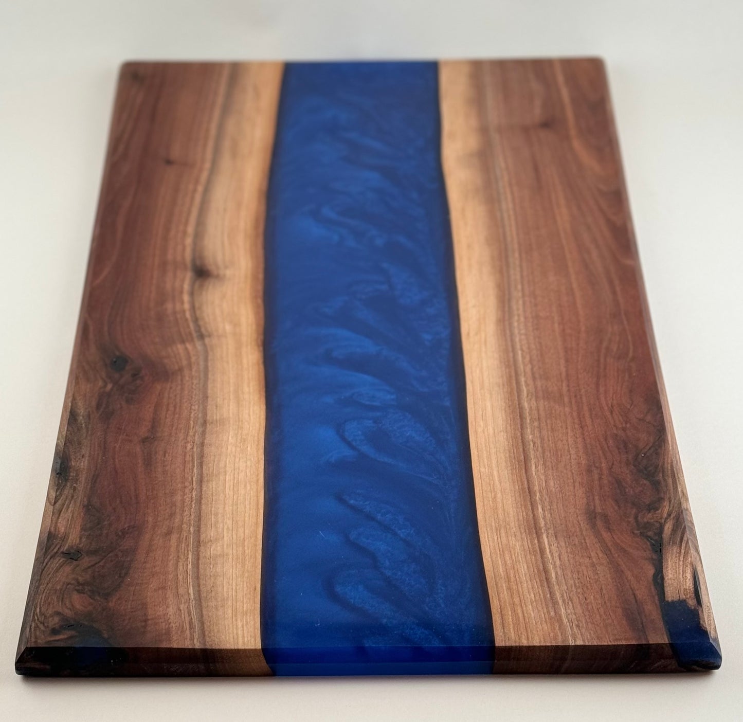 Black Walnut with Blue Swirl Resin Serving Board