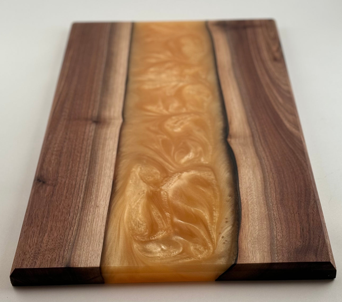 Black Walnut with Gold Swirl Resin Serving Board