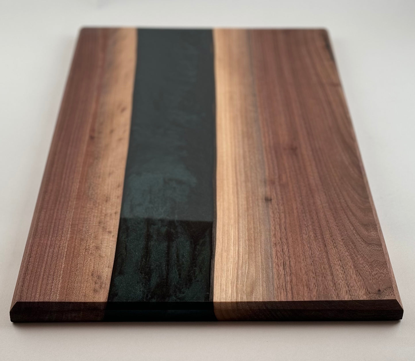 Black Walnut with Dark Green Swirl Resin Serving Board