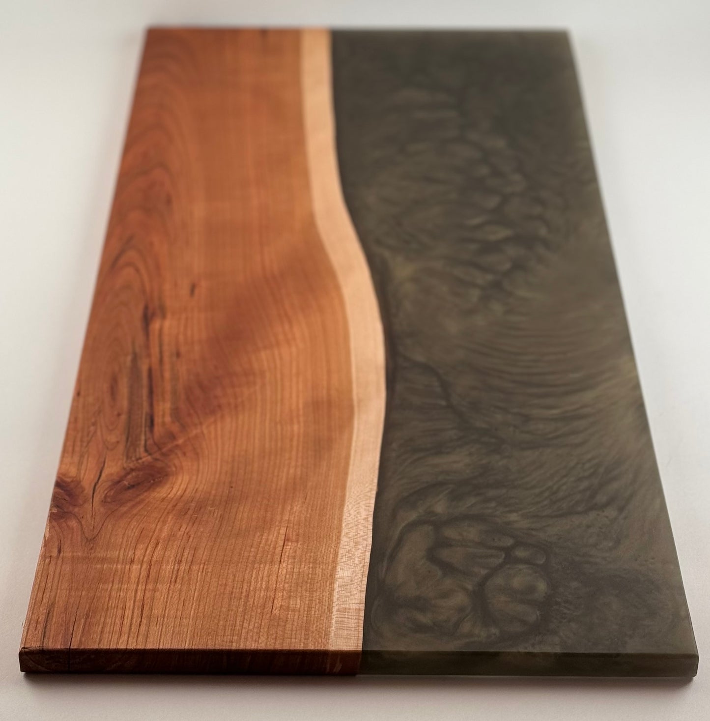 Walnut with Amber Grey Swirl Resin Serving board