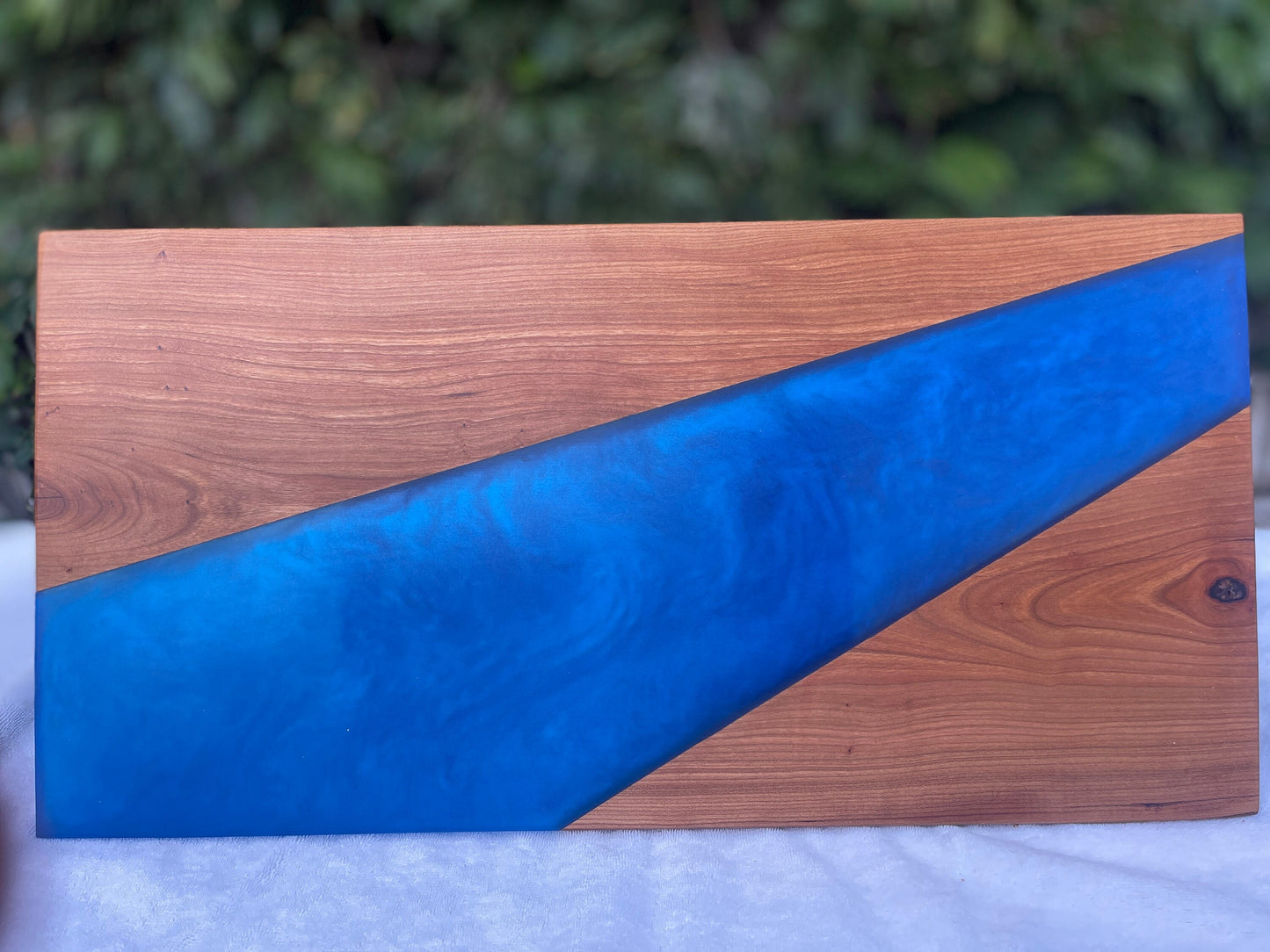 Walnut with Sea Blue Resin Serving board