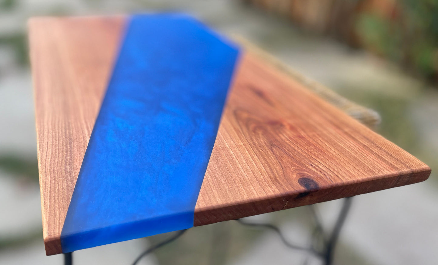 Walnut with Sea Blue Resin Serving board