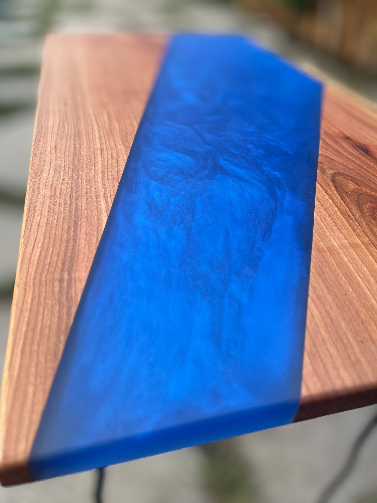 Walnut with Sea Blue Resin Serving board