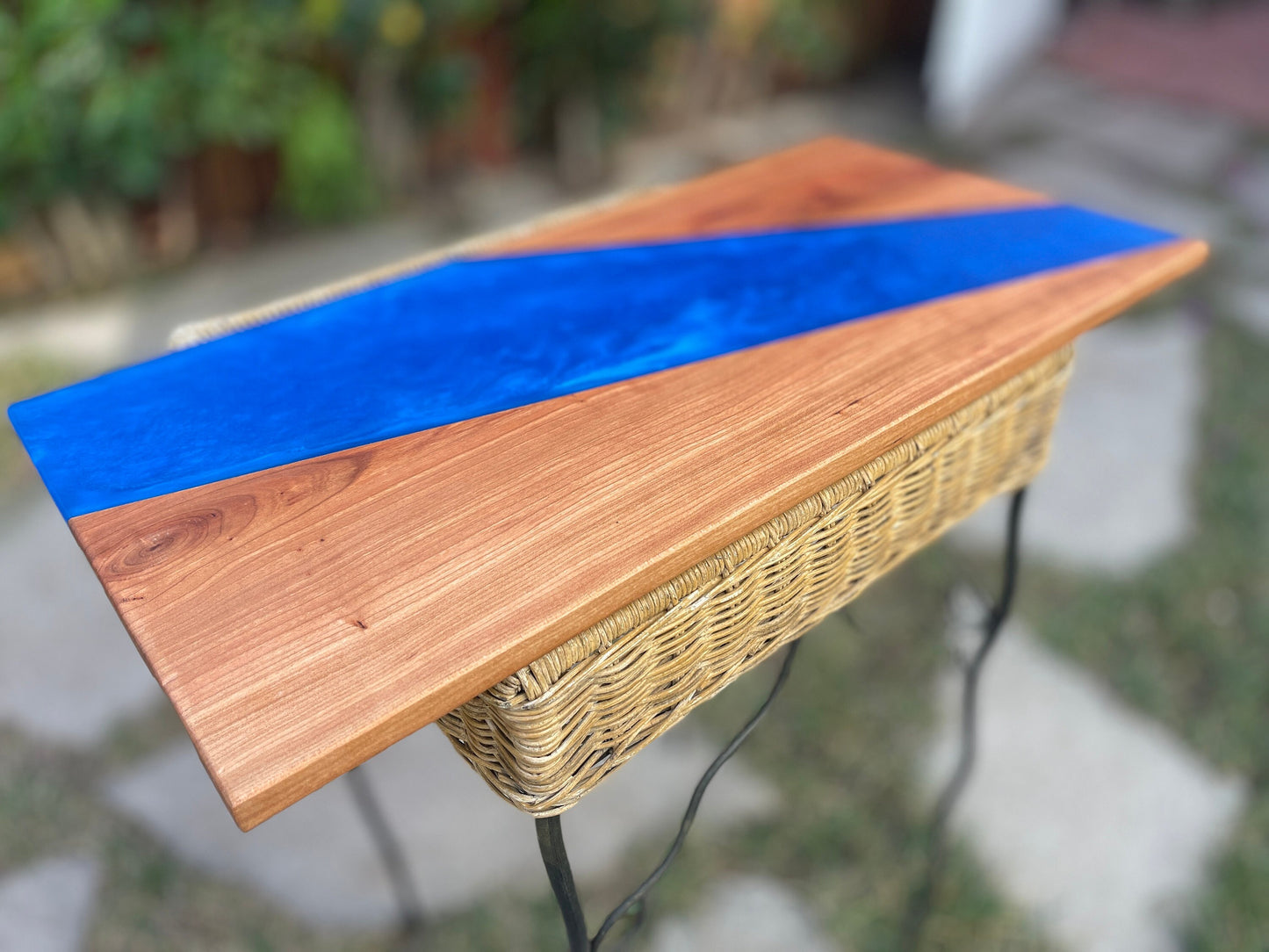 Walnut with Sea Blue Resin Serving board